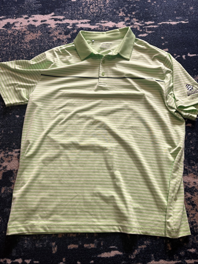 Under Armour Light Green Striped Men's Polo With Chest Accent